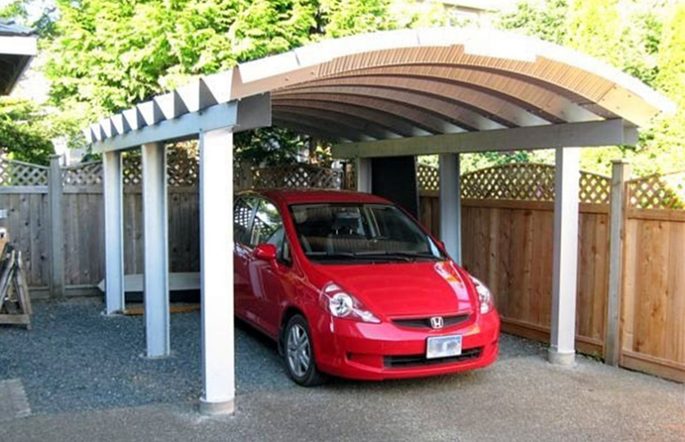 metal carport in a limited urban space