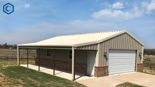 Lean-to-metal building