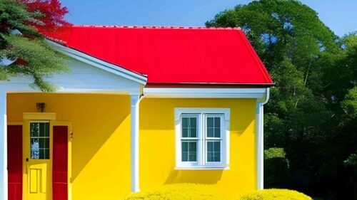 Yellow House Red Roof