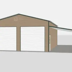 Metal Garage With Lean-to - 24 x 40 x 12