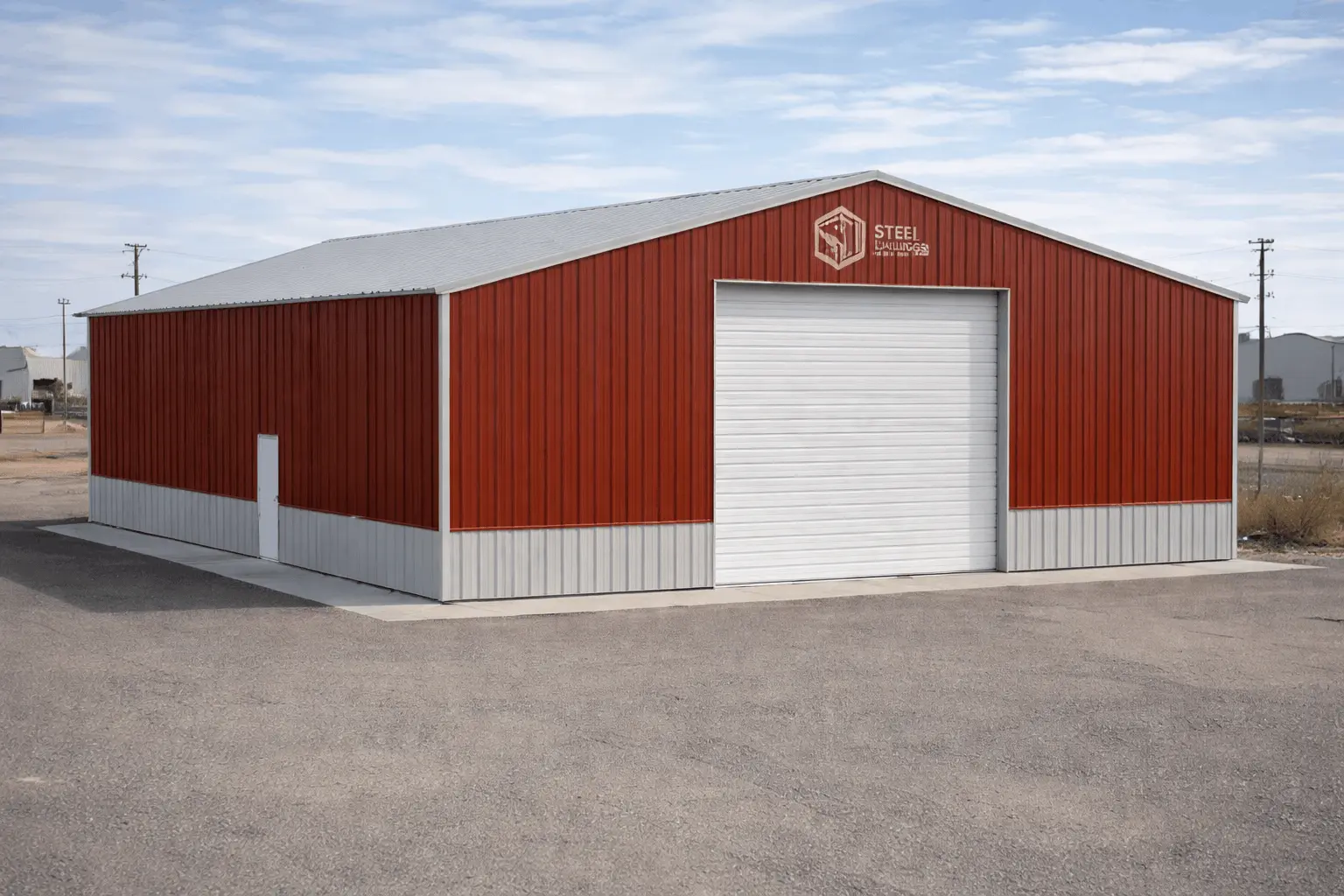 Large commercial metal building for warehouse, retail and industrial applications