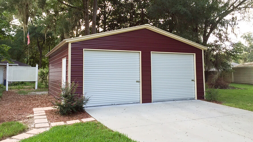 100x110 metal building: standard configuration angle (11,000 sq ft, proportion-matched from 24×25 source) from Steel and Stud