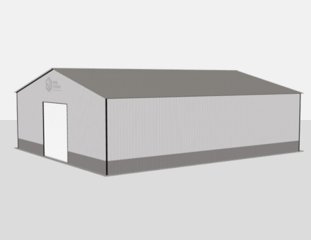 100x110 metal building: side elevation showing leg height and roof line (11,000 sq ft, proportion-matched from 50×60 source) from Steel and Stud
