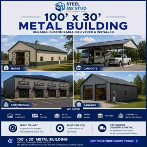 100x30 Metal Building Kits Custom-Engineered
