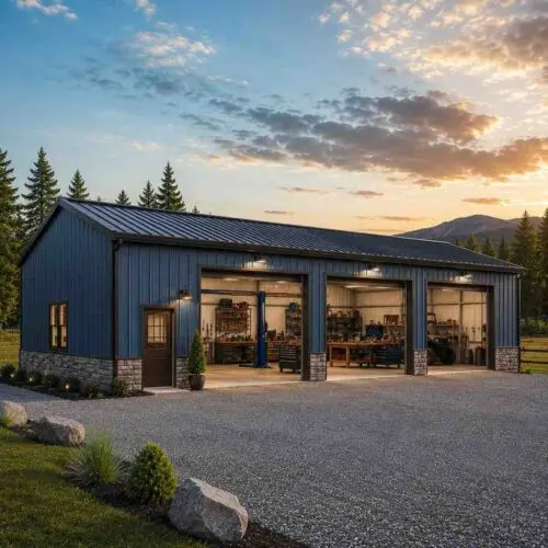 30×70 Four-Car Garage with Hobby Shop