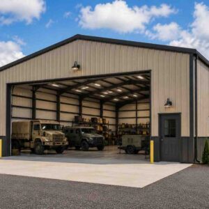 100x40 metal building: standard configuration angle (4,000 sq ft, proportion-matched from 80×40 source) from Steel and Stud