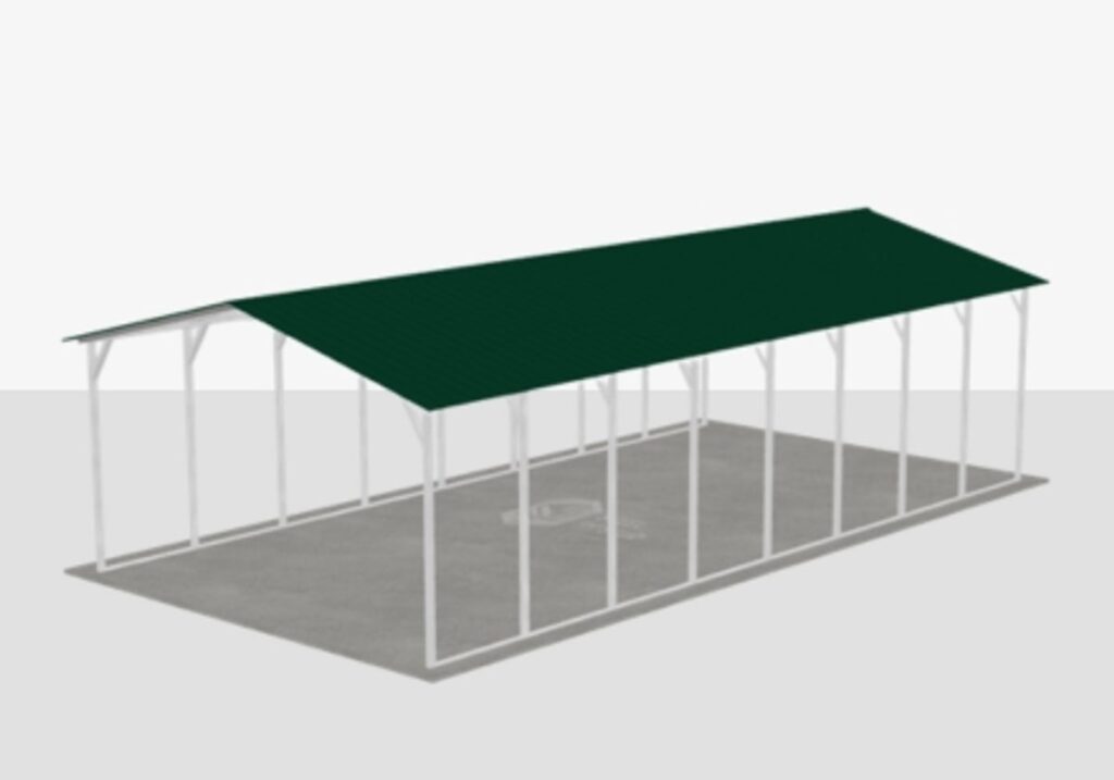 100x70 metal building: hero render — primary product view (7,000 sq ft, aspect 1.43:1) from Steel and Stud