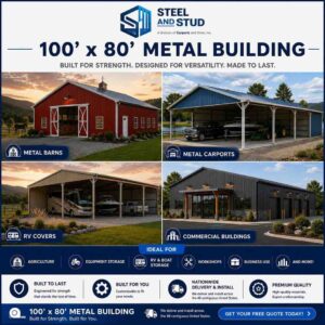 100x80 Metal Building Kits, 8,000 Sq Ft Clear-Span