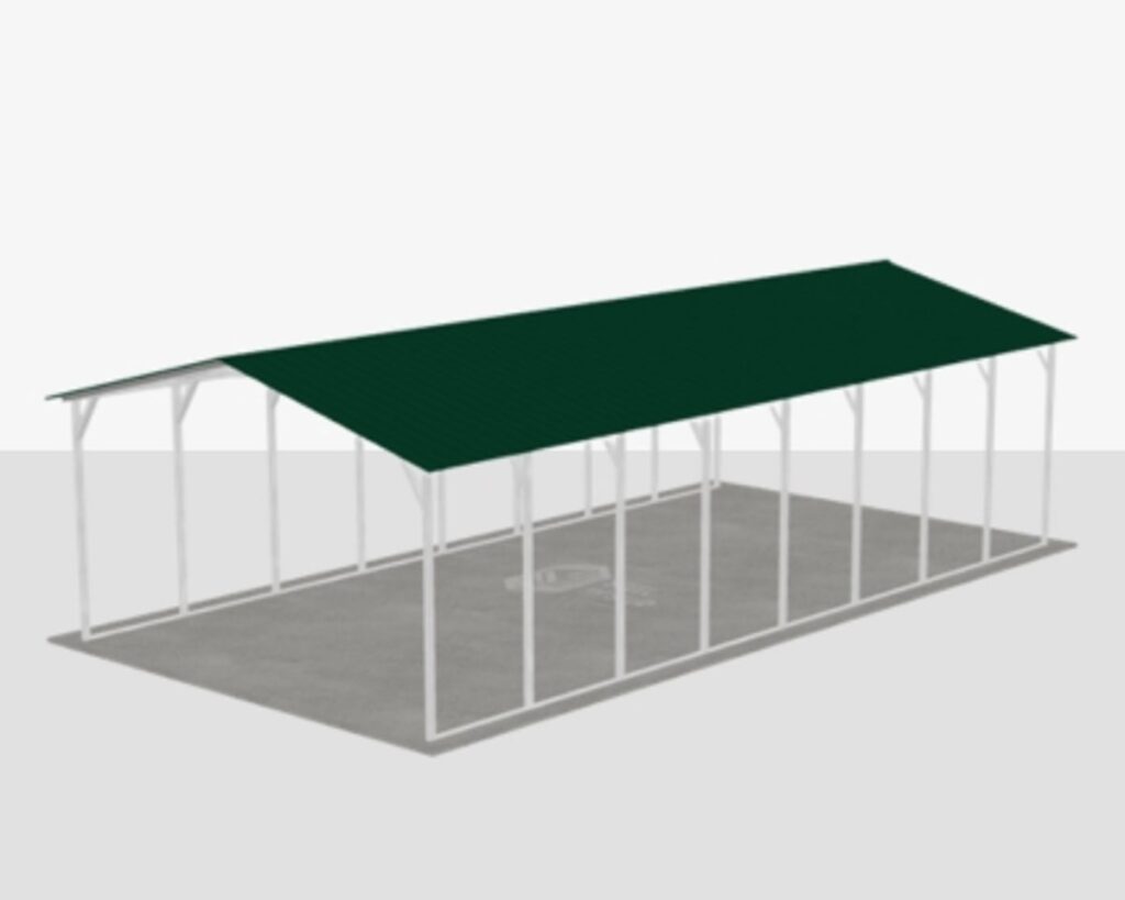 100x80 metal building: hero render — primary product view (8,000 sq ft, aspect 1.25:1) from Steel and Stud