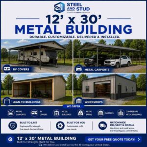 12x30 Metal Building Kits Built To Order