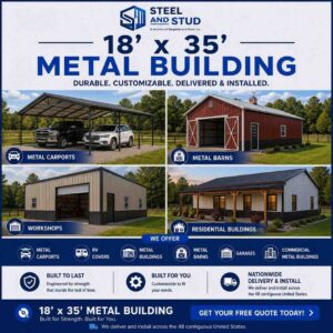 18x35 Metal Building Kits Built to Spec