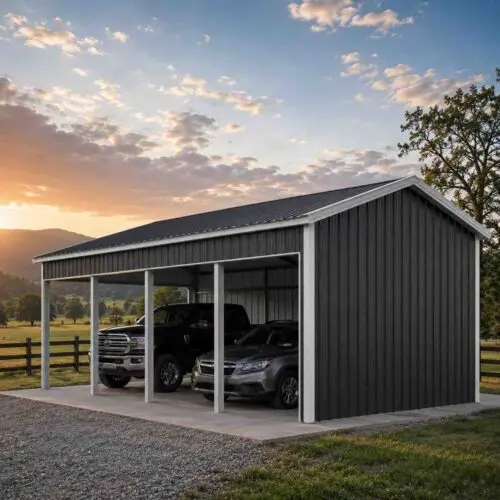 16×28 Single-Car Garage with Workbench Metal Building Kit