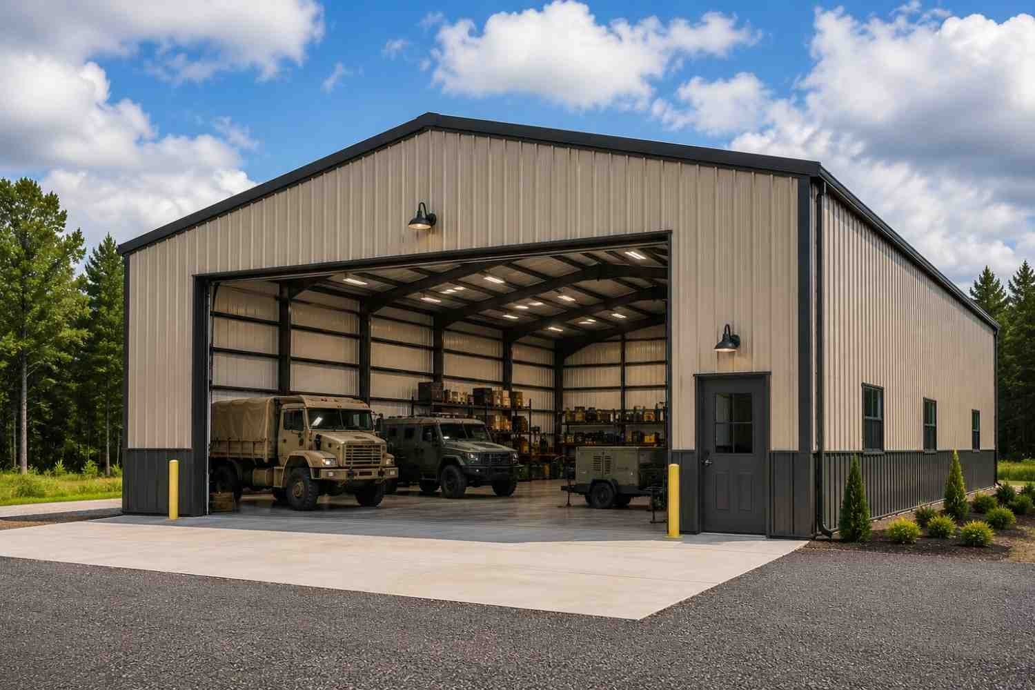 20x36 metal building: standard configuration angle, 720 sq ft Steel and Stud factory direct