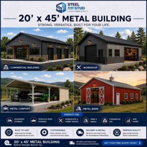 20x45 Metal Buildings: 900 Sq Ft Configurable Steel Kits