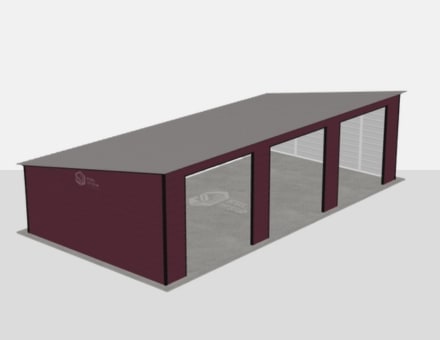 20x46 metal building: free-standing fully enclosed view, 920 sq ft Steel and Stud factory direct