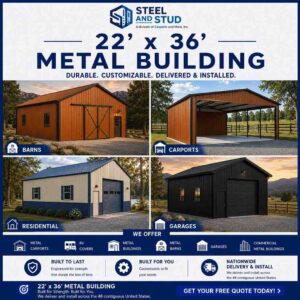 22x36 Metal Building Kits: 792 Sq Ft Configurable