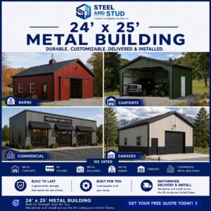 24x25 Metal Building Kits Built to Order