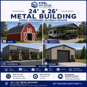 24x26 Metal Building Kits & Two-Car Garages