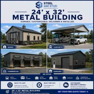 24x32 Metal Building Kits Built to Your County Code