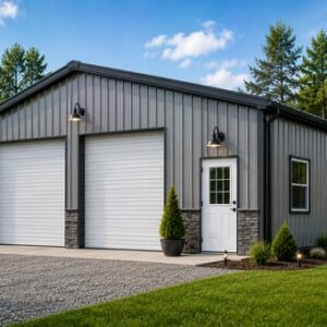 24x60 metal building: standard configuration angle, 1,440 sq ft Steel and Stud factory direct