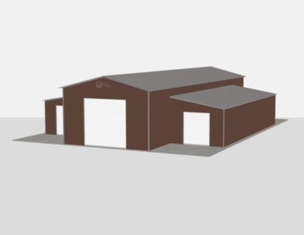 24x70 metal building: hero render — building exterior view, 1,680 sq ft Steel and Stud factory direct