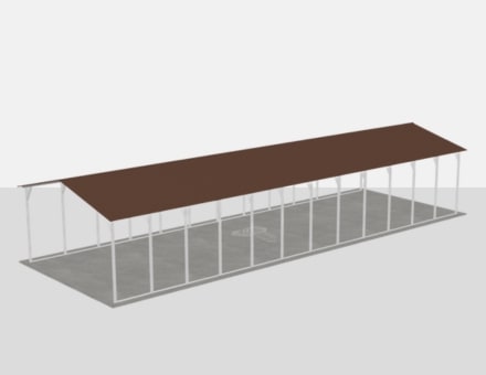 24x70 metal building: side elevation showing height and roof line, 1,680 sq ft Steel and Stud factory direct