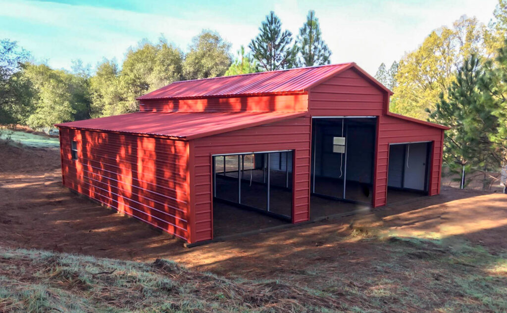 30x35 metal building: primary product hero render (1,050 sq ft, proportion-matched from 36×41 source) from Steel and Stud