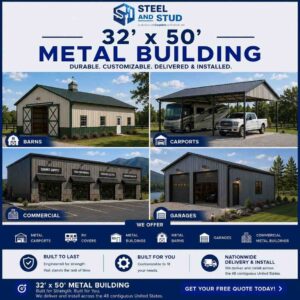 32x50 Metal Buildings, 1,600 Sq Ft Steel Kits