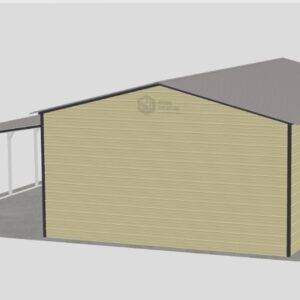 Metal Garage With Lean-to - 20 x 30 x 10