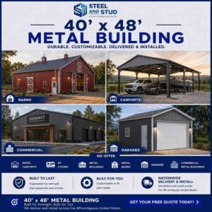 40x48 Metal Building Kits Custom-Engineered to Your Site