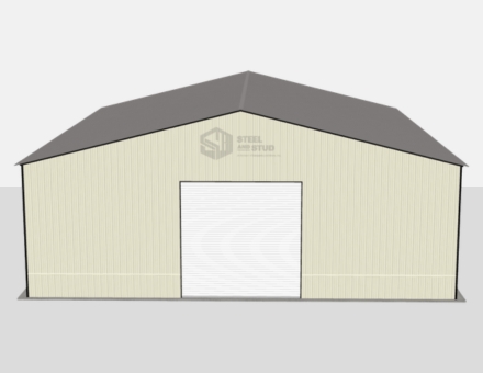 40x48 metal building: primary product hero render (1,920 sq ft, proportion-matched from 50×60 source) from Steel and Stud
