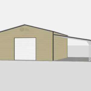 Metal Garage With Lean-to - 20 x 30 x 10