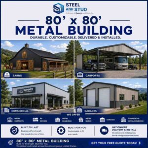 80x80 Metal Building Kits Built for Commercial Use