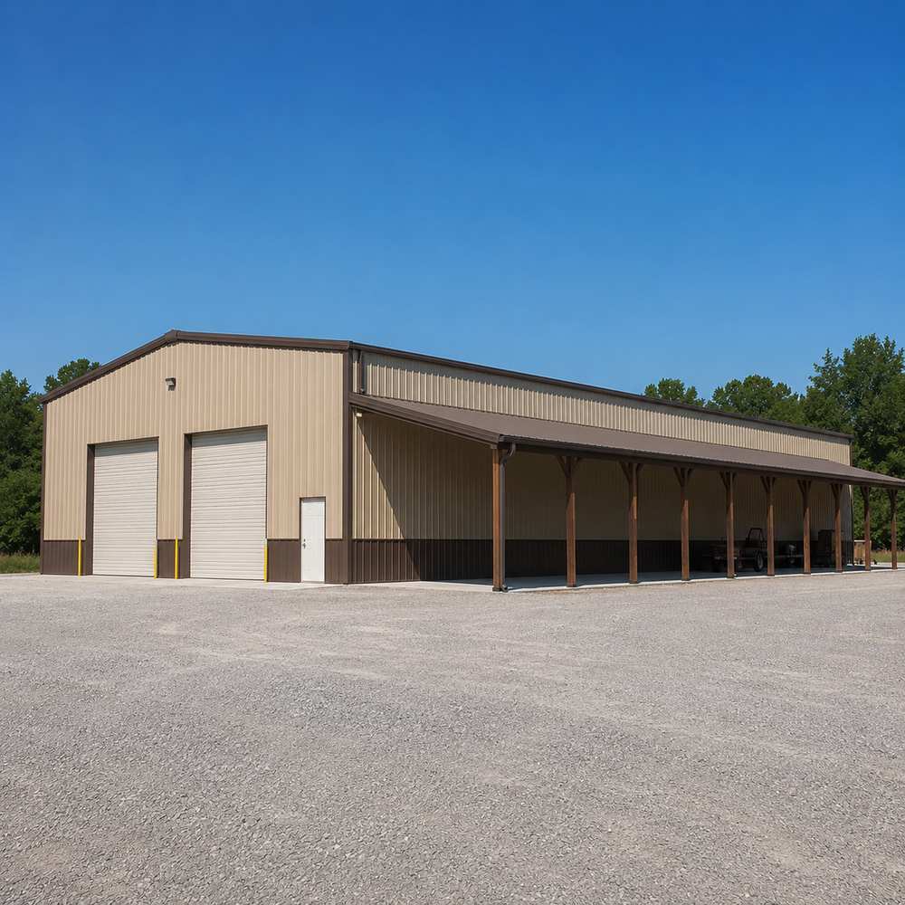 100x50 Metal Building - Lean-To