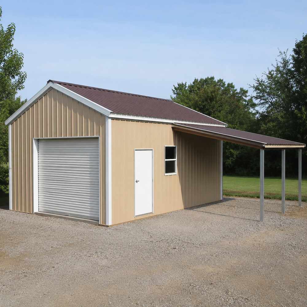 16x16 Metal Building - Lean-To