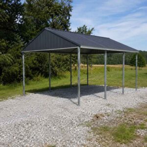 16x24 metal carport - compact open-sided carport for one or two vehicles with charcoal vertical-rib roof