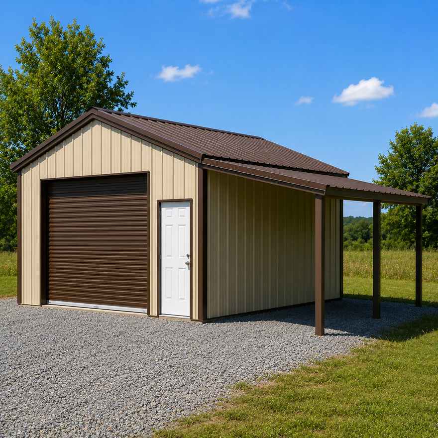 20x20 Metal Building - Lean-To