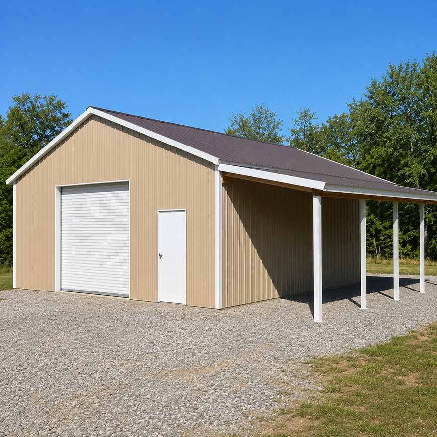 20x30 Metal Building - Lean-To