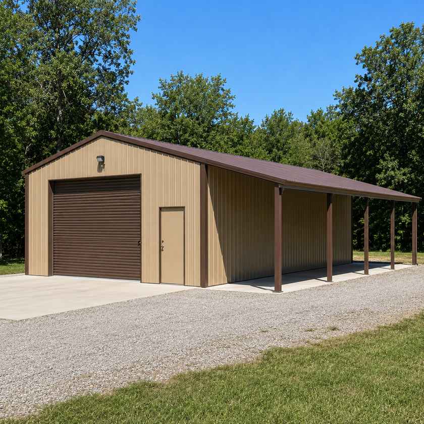 20x40 Metal Building - Lean-To