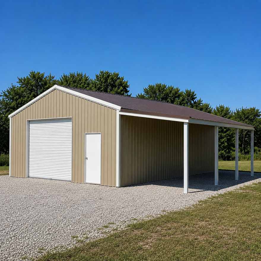 25x40 Metal Building - Lean-To