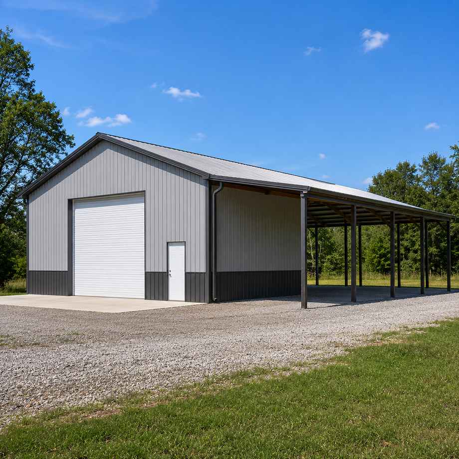 25x50 Metal Building - Lean-To