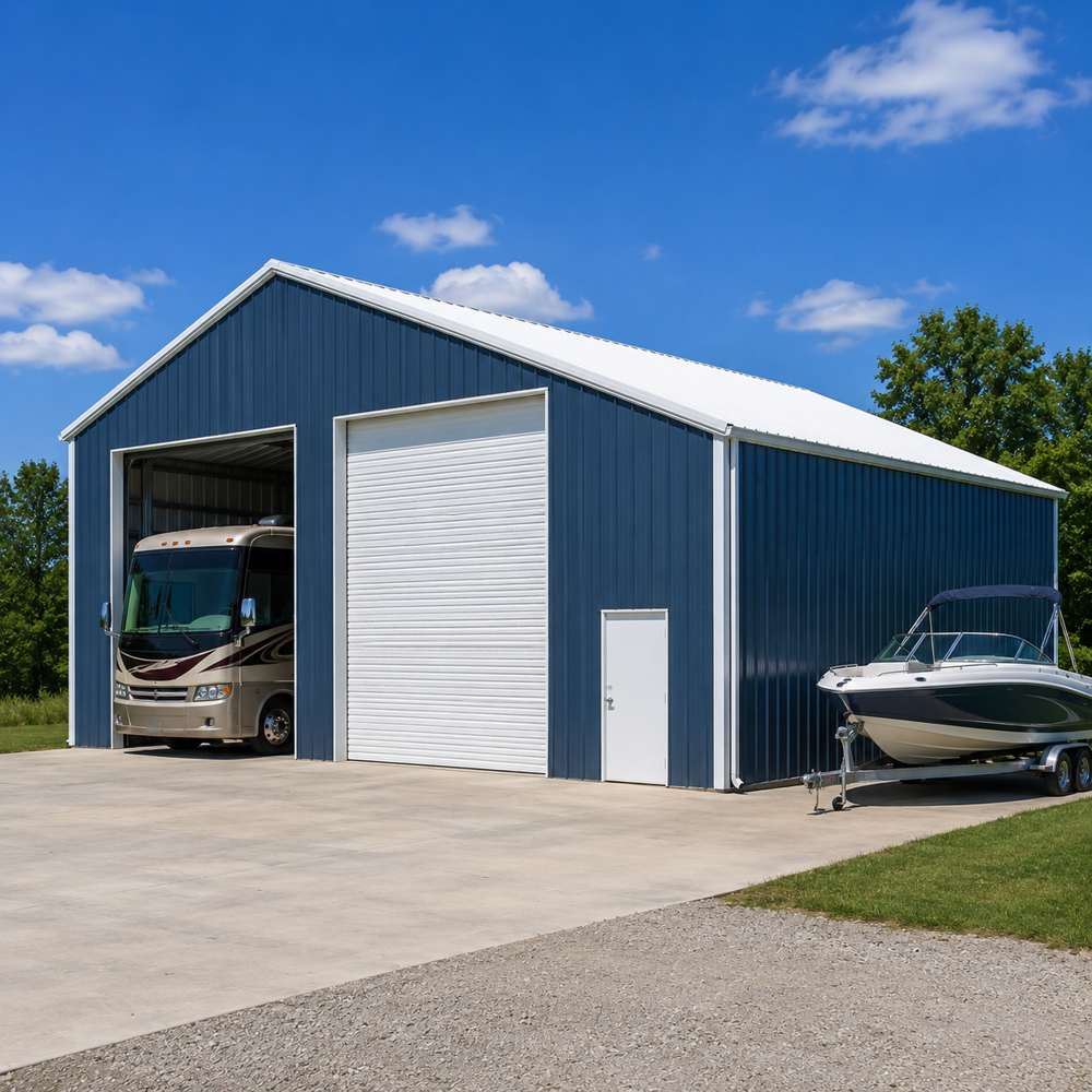 40x25 metal RV / boat cover — tall steel RV and boat storage