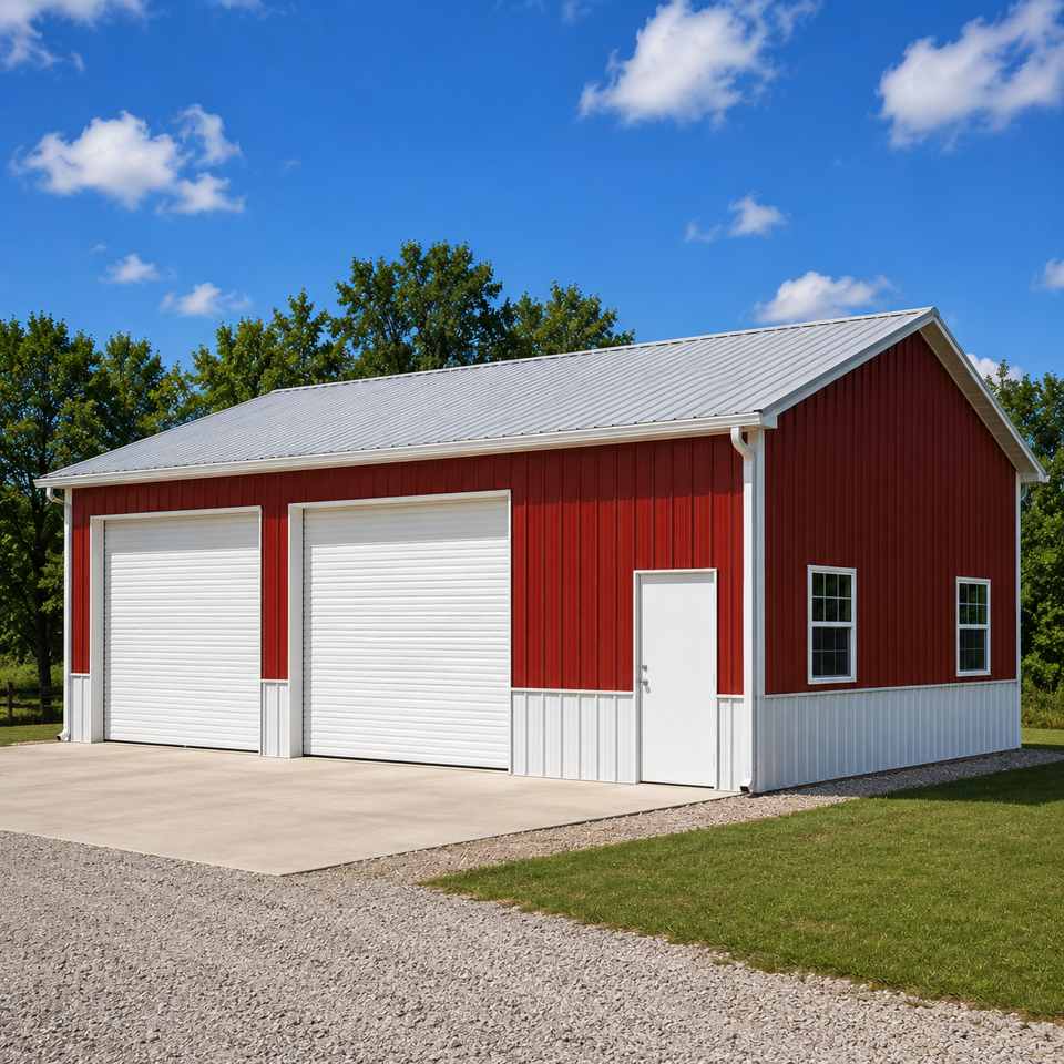 40x25 metal workshop — steel workshop building with workbench layout