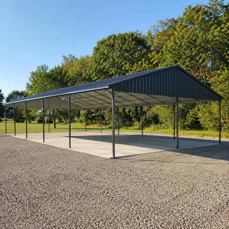 50x30 large metal carport - wide open-sided carport for multiple vehicles with charcoal vertical-rib roof