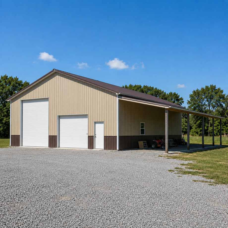 50x50 Metal Building - Lean-To