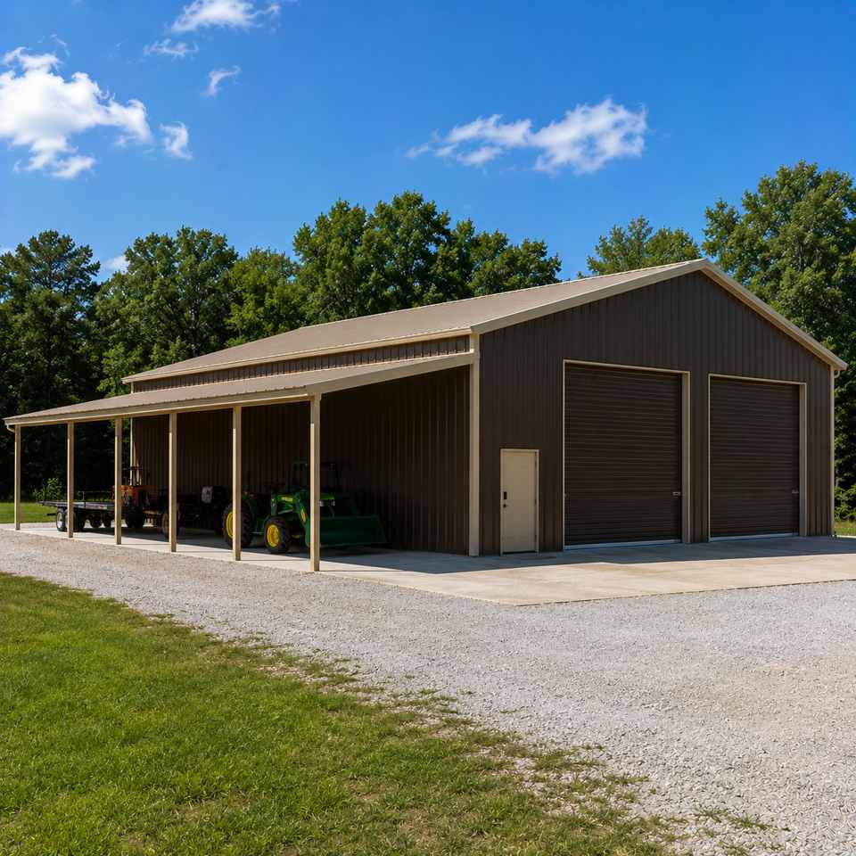 50x80 Metal Building - Lean-To