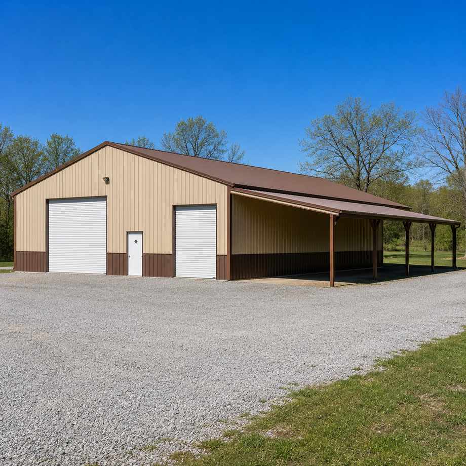 60x60 Metal Building - Lean-To