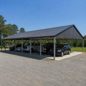 70x50 large metal carport - long open-sided carport for multiple vehicles with charcoal vertical-rib roof