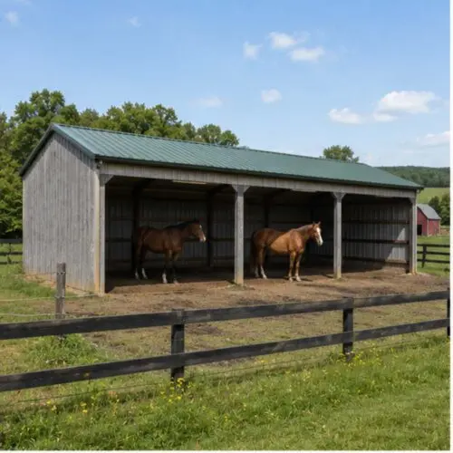 24×70 Horse Barn with Center Aisle