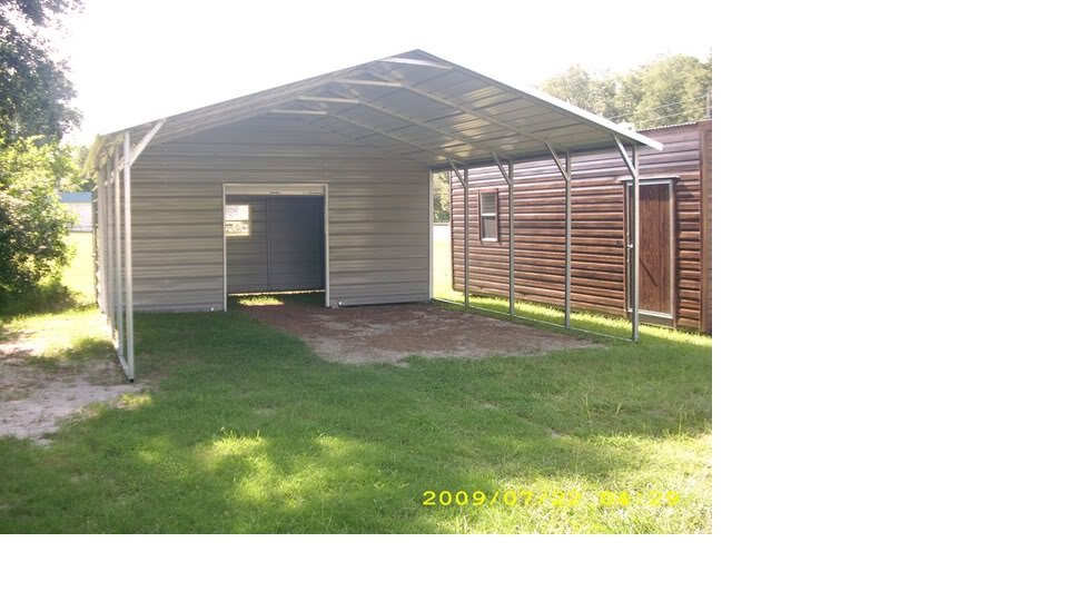 Real Steel and Stud install: 22×26 metal building with A-frame roof with horizontal panels